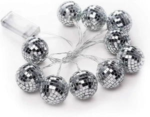 72 in Cool White LED Disco Mirror Balls Battery Operated String Lights Garland - Picture 1 of 12