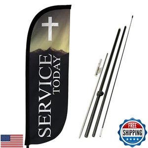 LookOurWay Feather Flag Pole Kit - 7 Feet Tall Advertising Banner with Fiberg - Picture 1 of 5