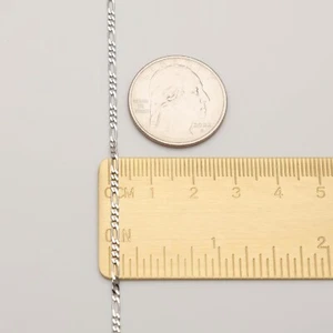 14K Solid White Gold Figaro Necklace Chain 2.5mm 16-24" -Polished Link Women Men - Picture 1 of 5