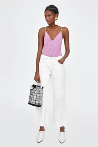 Zara High Waist Weiß Cropped Flare Neu mit Etikett 34 Ausverkauft - Bild 1 von 9