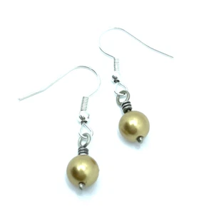 Orecchini Brighton Oro Cerchio Perle Perline Argento Pergamena Personalizzati - Foto 1 di 5