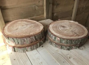 Rustikale Holzscheiben, 4 ca. 12" (30cm) Hochzeit / Tisch Mittelstücke, Tortenständer - Bild 1 von 8