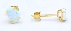 GENUINE 0.70 Cts OPAL STUD EARRINGS 14k YELLOW GOLD - Free Appraisal Service - Picture 1 of 8