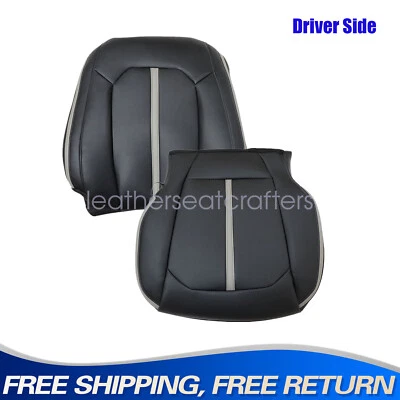 2015-2020 For Ford F150 Platinum Driver Top & Bottom Leather Seat Cover Black Foto 1 de 4