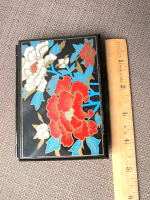 Lacquered Pocket Tissue Case with Make-up Mirror - 4 1/4" x 3" - Image 1 of 3