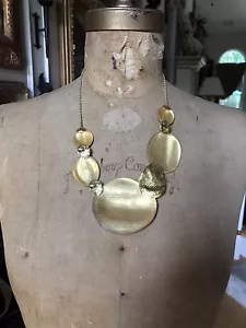 ALEXIS BITTAR GOLD LUCITE LINK "Sand Dollar" NECKLACE, Gold Tone - Picture 1 of 11