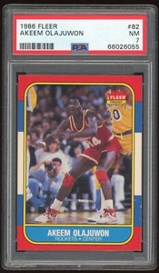 AKEEM OLAJUWON 1986-87 FLEER BASKETBALL #82 ROOKIE KARTE PSA 7 - Bild 1 von 2