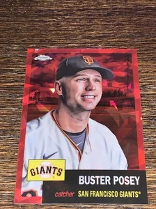 2022 TOPPS CHROME PLATINUM ANNIVERSARY RED ATOMIC REFRACTORS #155 BUSTER POSEY - Picture 1 of 2