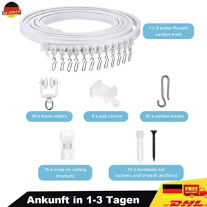 Riel de cortina flexible flexible flexible de 5 m barra techo ventana caravana mirador recto - Imagen 1 de 9