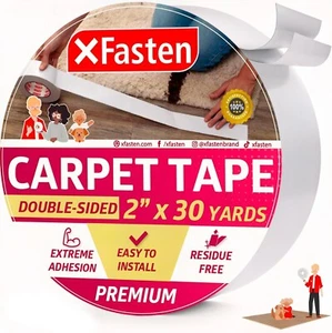 XFasten Double Sided Carpet Tape for Area Rugs 2 Inch x 30 Yards Residue-Free Ca - Picture 1 of 9