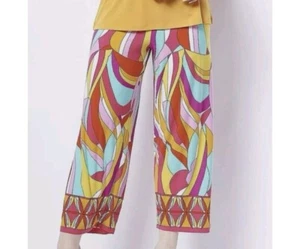 Susan Graver Regular Liquid Knit Printed Crop Pants Orange Abstract 5X - Picture 1 of 7