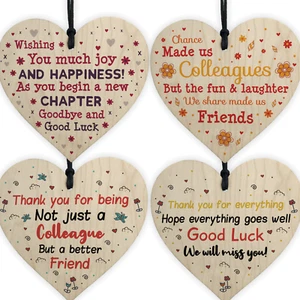 Colleague Leaving Gifts Wooden Heart Plaques Thank You Friendship Work Gifts - Picture 1 of 6