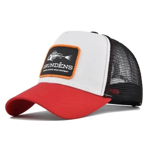 Black/White/Red Embroidered Patch GRUNDÉNS Baseball Cap Mesh Back Trucker Hat E1