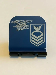 US NAVY SEAL Trident With CPO Stripes Laser Etched Aluminum Hat Clip Brim-it - Picture 1 of 9