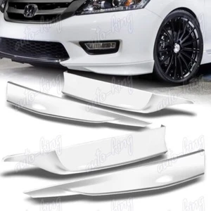 For 2013-2015 Honda Accord 4DR HFP Painted White Front + Rear Bumper Spoiler Lip - Foto 1 di 1