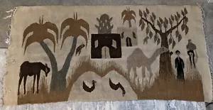 Tappeto kilim lana tessuto a mano tessuto piatto SCENA CAMMELLO marroni Egitto tappeto turco vintage - Foto 1 di 12