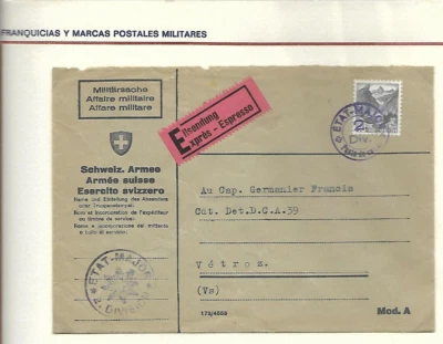 Switzerland: 1944;  Registered cover military headquarters, II war world EBSW11 - Image 1 of 2
