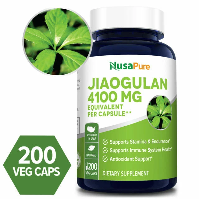 NusaPure Jiaogulan 4100mg Ginseng Root Powder Extract Capsules - 200 Pieces