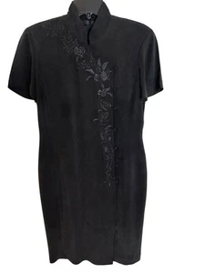 Dana Buchman Größe 4 schwarz Bleistiftkleid bestickt Seide gefüttert Reißverschluss Y2K 90er CT13 - Bild 1 von 21