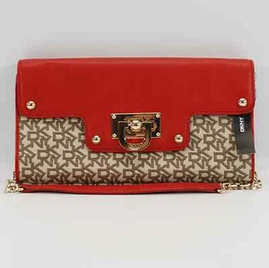DKNY AUTHENTIC T&C HARDWARE CHINO RED LOGO SHOULDER BAG HANDBAG PURSE NWT - Picture 1 of 7