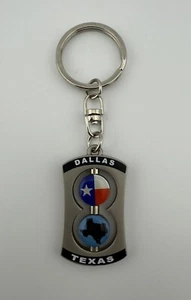 Dallas Texas Metal Keyring Keychain w/Spinning Circular Center Pieces - Picture 1 of 6
