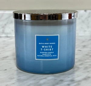 Bath & Body Works White T-Shirt Large 3 Wick 14.5 oz Candle - Picture 1 of 3