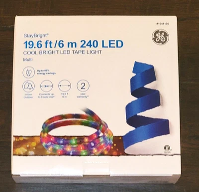 GE StayBright 240 19.6-ft Multicolor LED Christmas Tape Lights Cool Bright New - Image 1 of 4