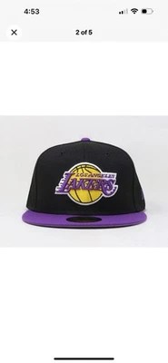 New Era Los Angeles Lakers Two Tone Black Purple 9FIFTY Snapback Adjustable Hat - Image 1 of 3