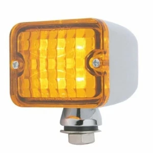 6 Amber LED Medium Rectangular Chrome Rod Light w Amber Lens - 12V - Hot Rat Rod - Picture 1 of 3