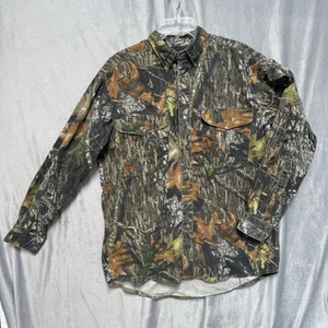 Browning Mens Camo Long Sleeve Button Up Hunting Shirt Size L Cotton Blend Mossy - Picture 1 of 6