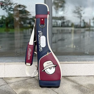 Malbon Ständer Halb Caddy Tasche Etui Marine Weinrot Selbsttragend Fasst 6 Schläger Neu - Bild 1 von 9