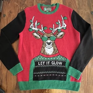 Maglione Ugly Company Natale "Let It Glow" Illuminazione LED Unisex Taglia Large - Foto 1 di 8