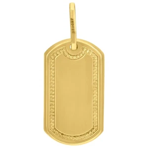 10k Yellow Gold Mens Fashion Dog Tag Pendant L: 1.53 in - Picture 1 of 3