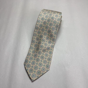 Cravatta vintage Robert Talbot/Harold Grant uomo marrone-multicolore stampa geo misto seta - Foto 1 di 7