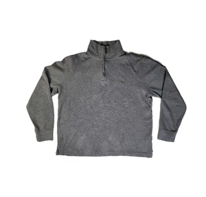 POLO Ralph Lauren Estate-Rib Quarter-Zip Pullover Heather Gray Pony Medium EUC - Picture 1 of 11