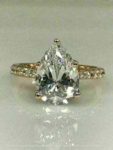 2.50Ct Pear Cut Lab-Created Diamond Women Engagement Ring 14k Yellow Gold Plated - Picture 1 of 7