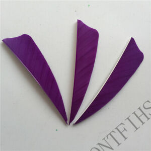 50PCS 3inch Purple Shield Arrow Fletching Turkey Feathers Archery RW LW 