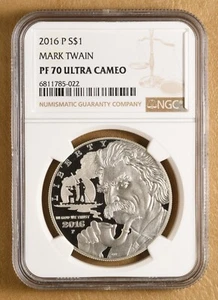 2016 P Mark Twain Commemorative Silver Dollar NGC PF 70 Ultra Cameo - Picture 1 of 2