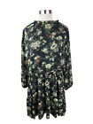 Aritzia Wilfred M Lemare Black Green Floral Flowing Ruffle Lined Open Back Dress