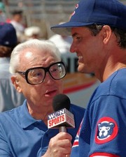 Harry Caray - Ryan Sandberg, Chicago Cubs  - 8x10 Color Photo