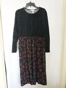Blair Boutique dress size L Christmas women black velvet red holly - Picture 1 of 12