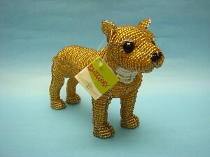 Beadworx Dog Pit Bull American Stafford Terrier Sculpture Glass Bead Wire Beaded