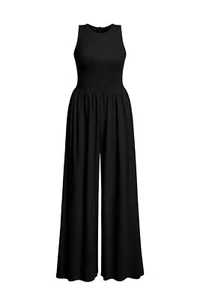 OQQ Womens Jumpsuits Dressy Crew Neck Sleeveless One Piece Outfits Casual Wide L - Picture 1 of 1