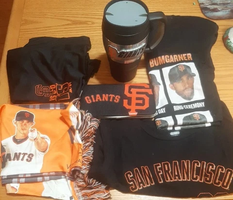 San Francisco Giants Lot TANK, Scarf, T-shirts X 2, Mug, Wallet Sz XL Cover