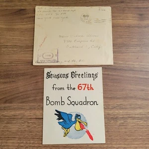 Vintage WWII Christmas Card 67th Bomb Squadron 1944 Battle Of The Bulge - Picture 1 of 7