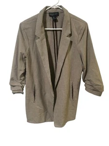 Rachel Zoe Open Front Relaxed Blazer XL Tan Brown Cinched Sleeves Lightweight - Picture 1 of 6