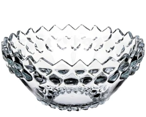24cm Crystal Clear Glass Fruit Bowl Large Trifle Dessert Snack Platter Salad - Picture 1 of 4