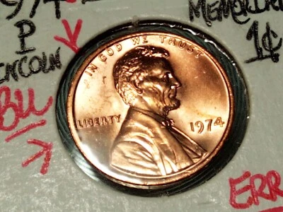 Mint Error Coin 1974 p Misaligned Die BU  - Image 1 of 4
