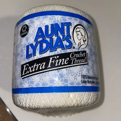 Aunt Lydia’s Extra Fine Crochet Thread Size 30 - 500yd #201 White - 100% Cotton - Image 1 of 4