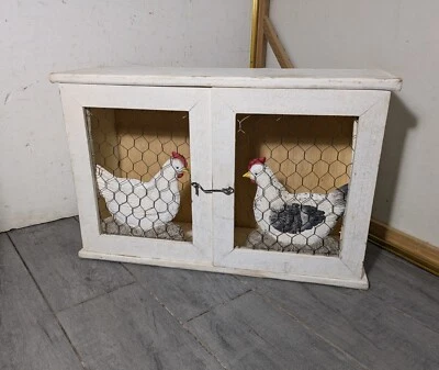 Винтажный деревенский фермерский домик потертый шик чиппи белый курятник настенный шкаф - Изображение 1 из 4